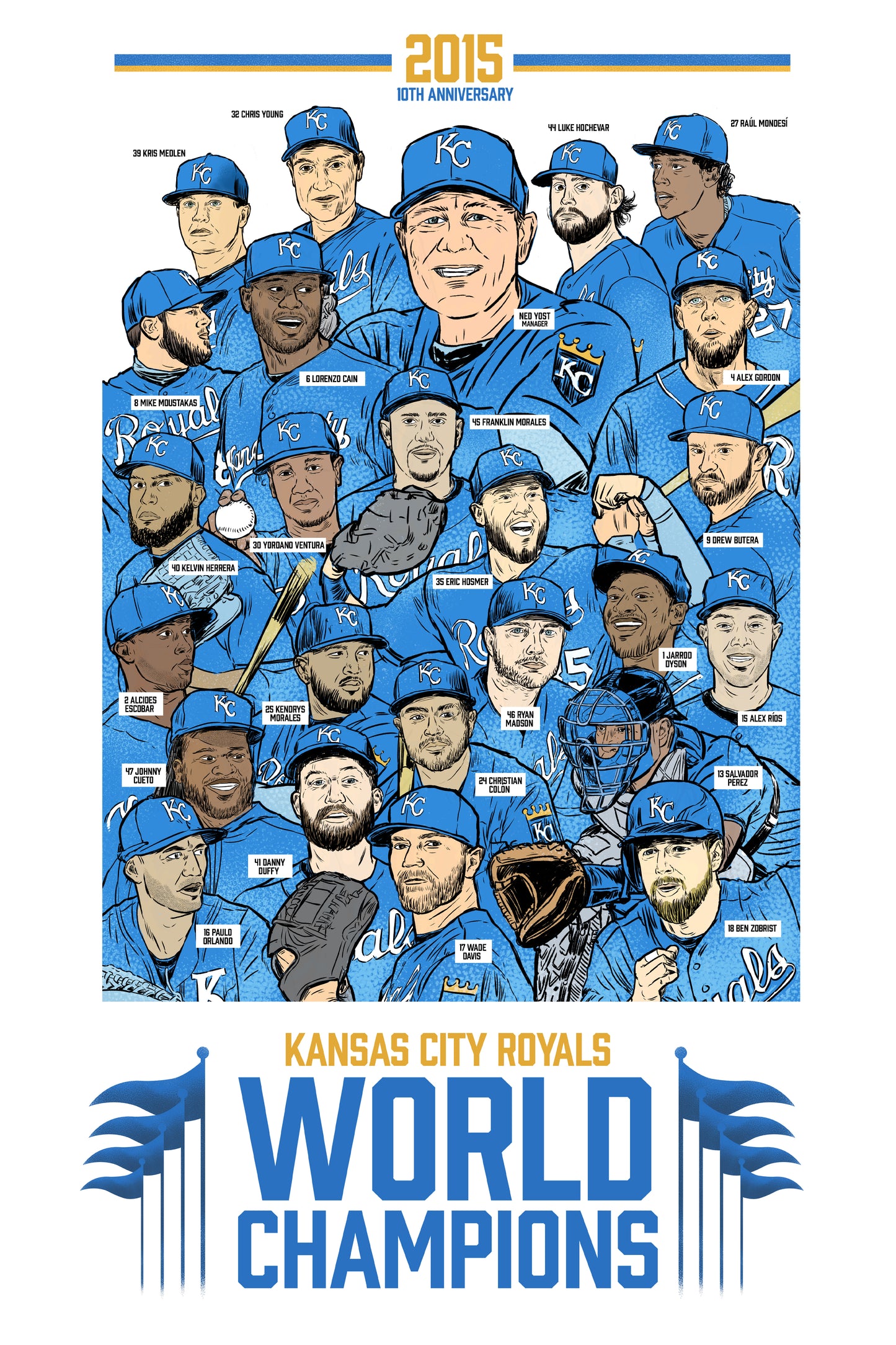 Kansas City Royals 2015 World Series Champions 10th Anniversary