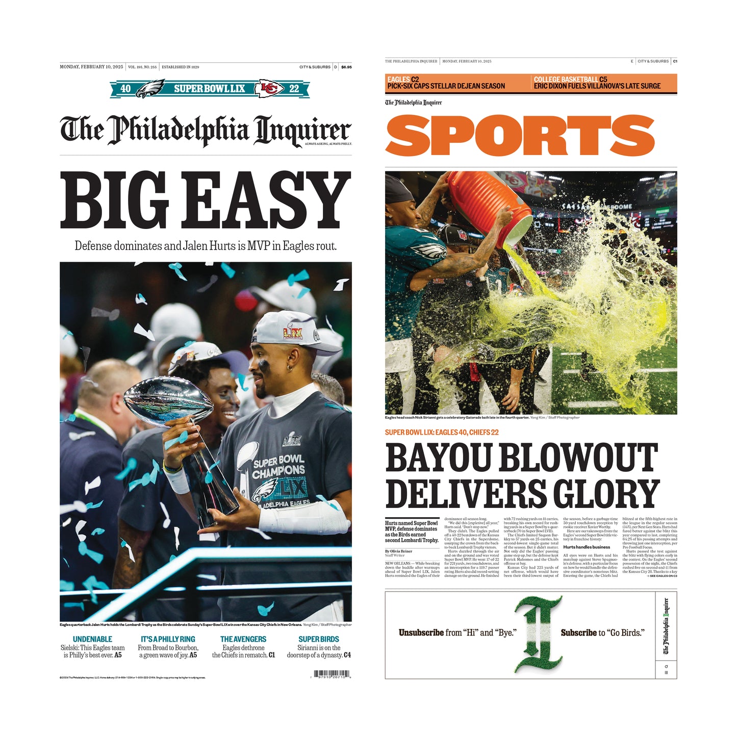Eagles Super Bowl 2025: Big Easy Sports - 2 Page Plaque