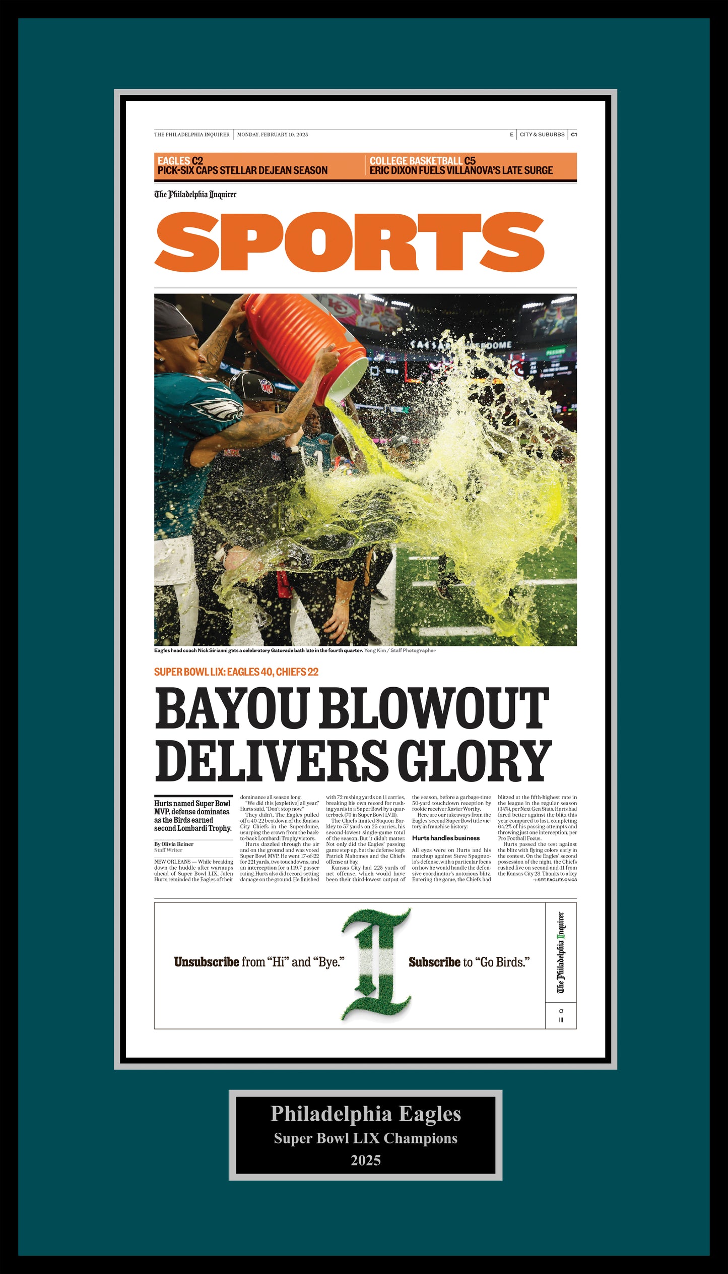 Eagles Super Bowl 2025: Sports - 1 Page