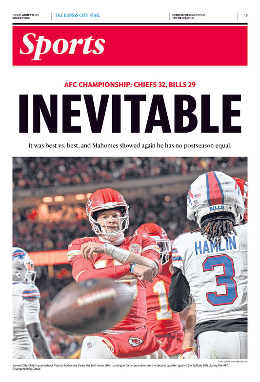 Kansas City Chiefs AFC Championship "Inevitable" Sports Page