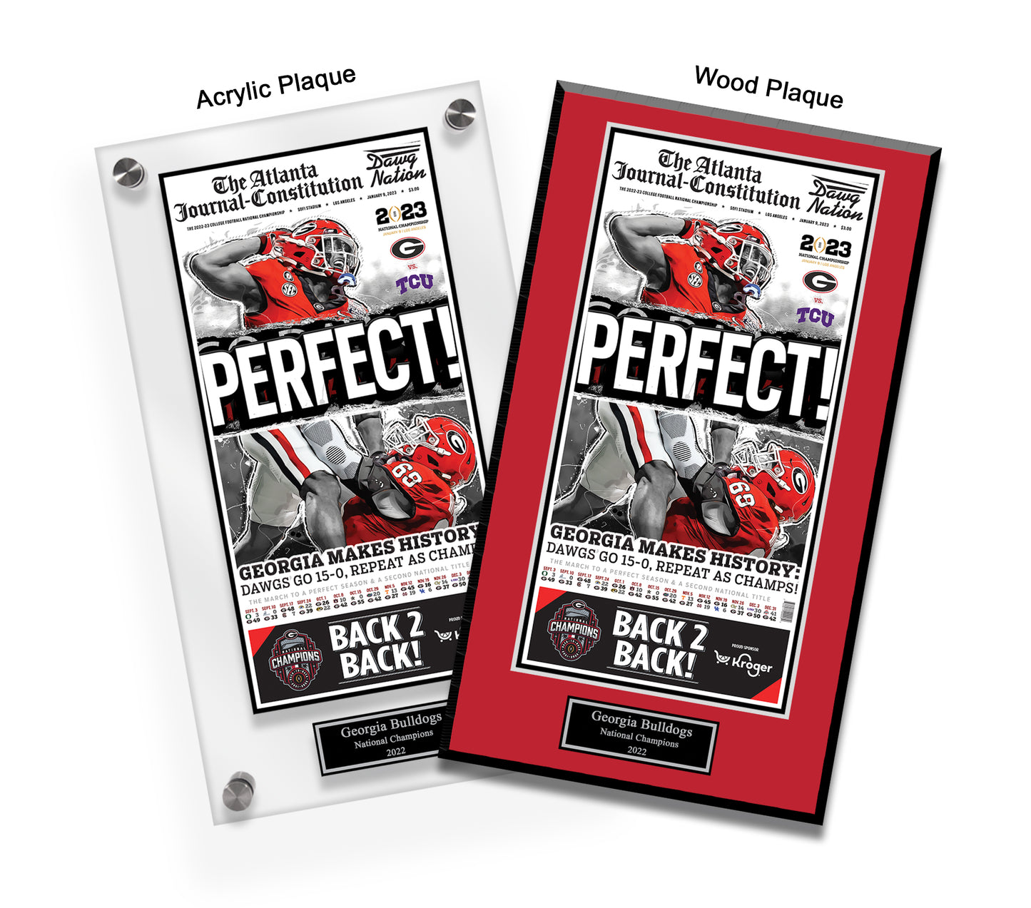 Georgia Bulldogs "Perfect" 2023 National Championship Plaque