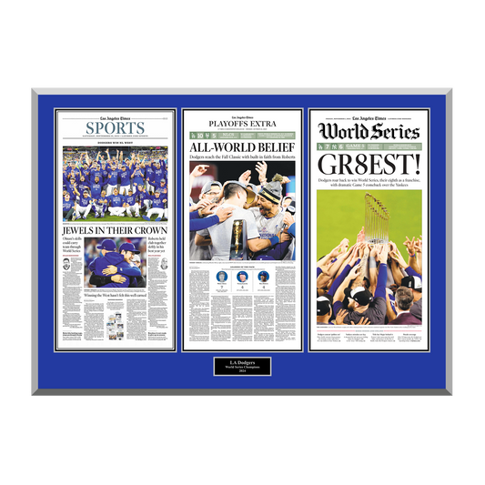 2024 LA Dodgers Postseason Championship Headlines Wood Plaque