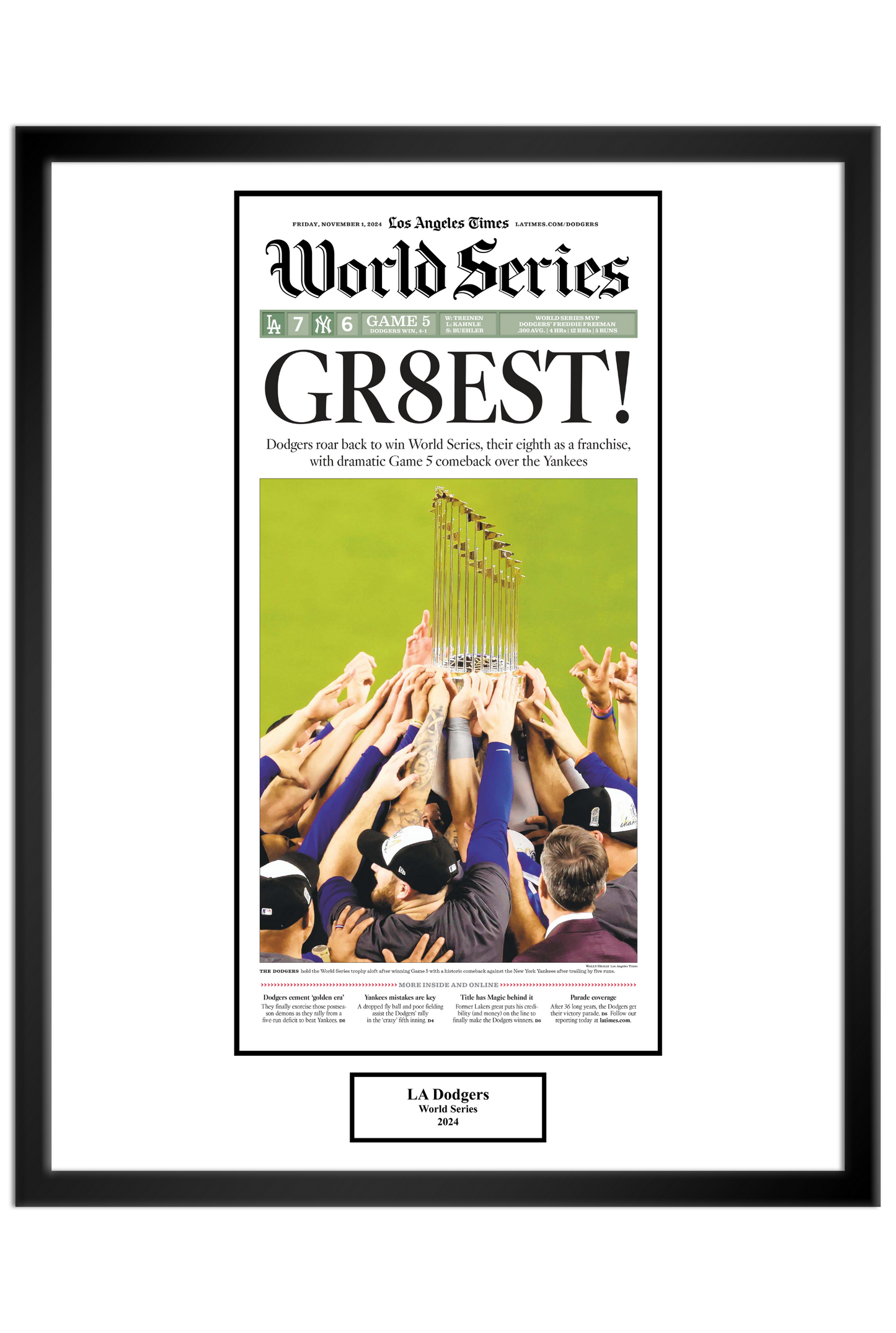 2024 LA Dodgers WS "GR8EST" Championship Framed Print