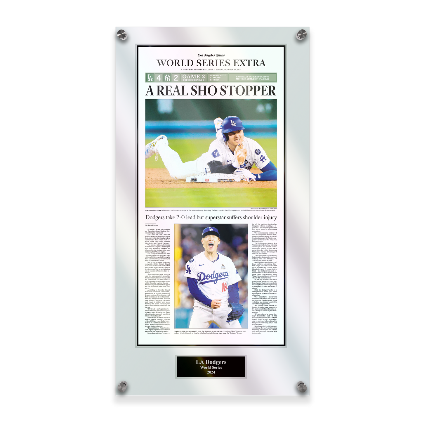 2024 LA Dodgers WS Game 2 "A Real Sho Stopper" Acrylic Glass Plaque