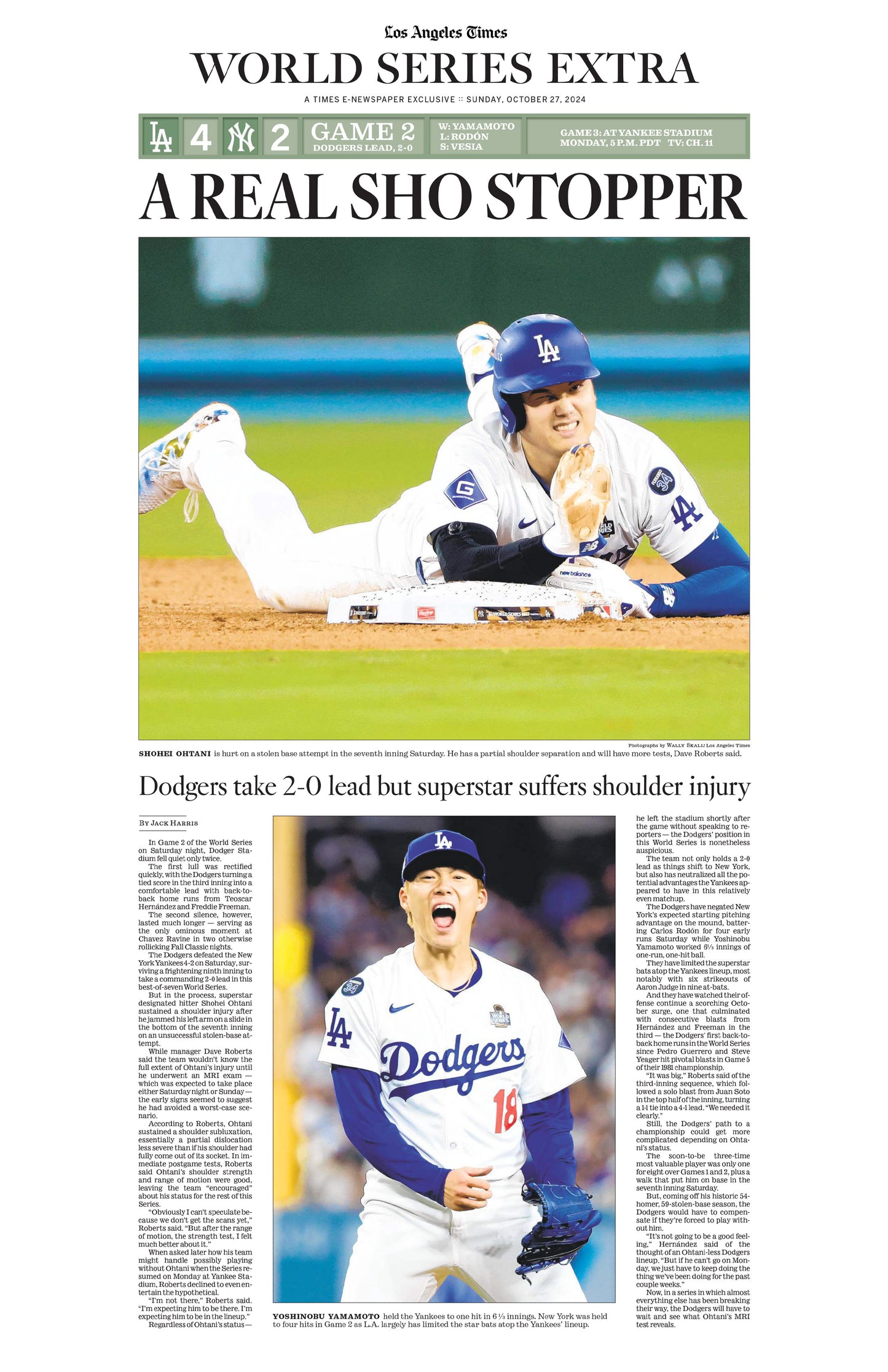 2024 LA Dodgers WS Game 2 "A Real Sho Stopper" Poster