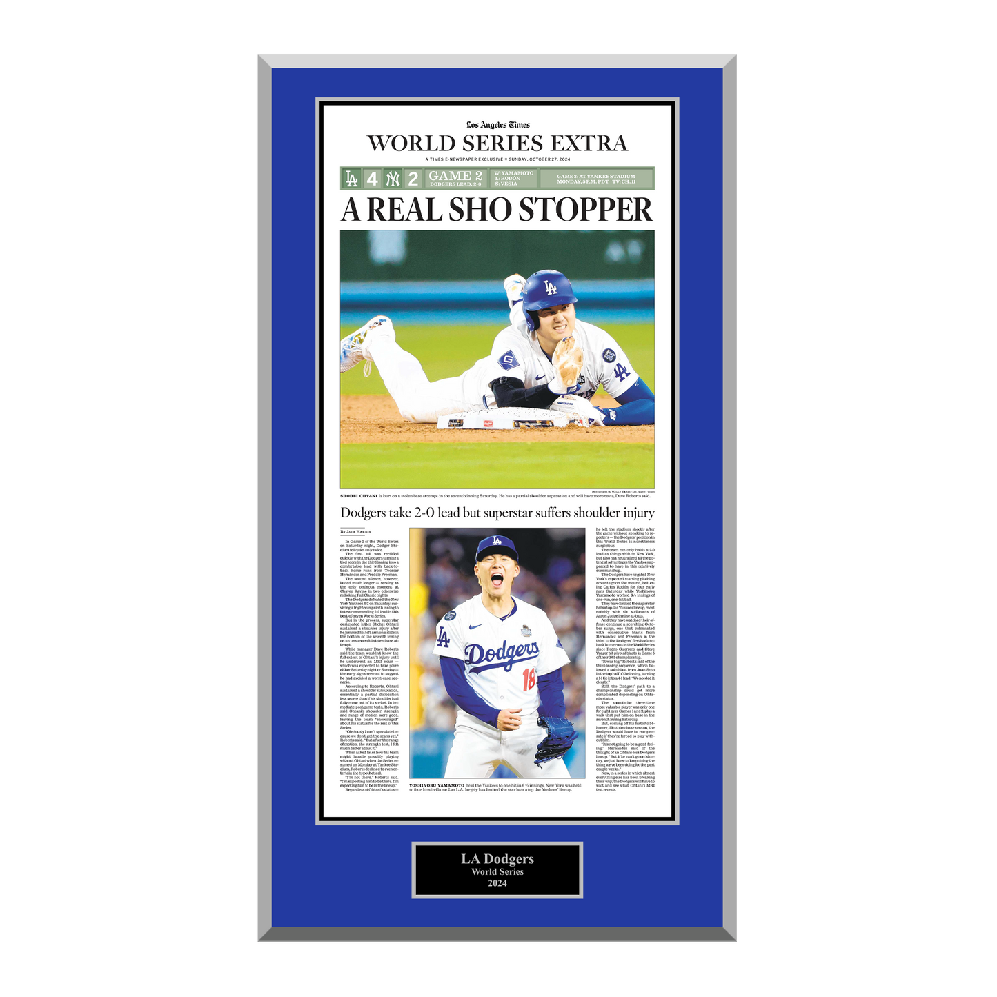 2024 LA Dodgers WS Game 2 "A Real Sho Stopper" Framed Print