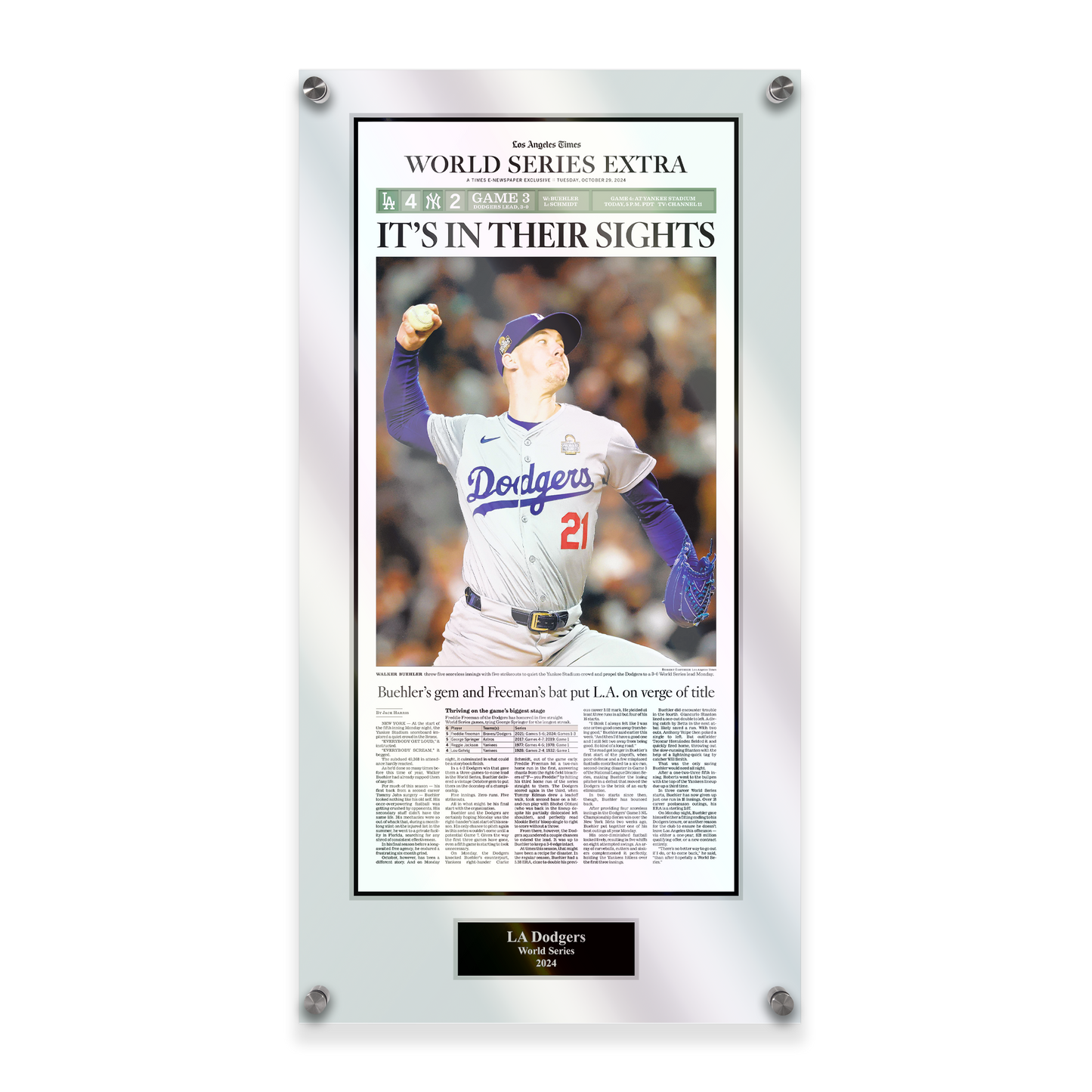 2024 LA Dodgers WS Game 3 "It's In Their Sights" Acrylic Glass Plaque