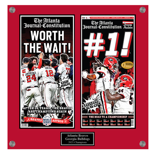 Braves and Bulldogs 2022 2pg Red Acrylic Plaque